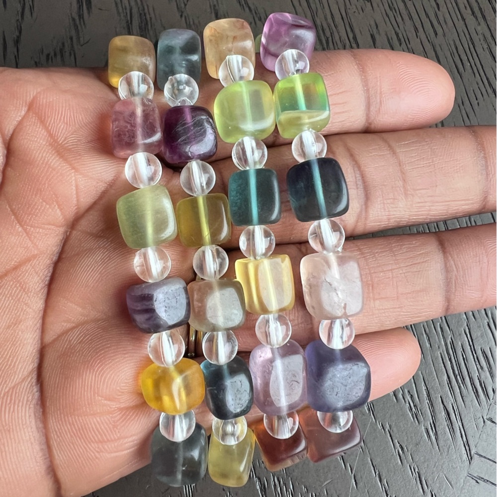 Fluorite cube bracelet (one)